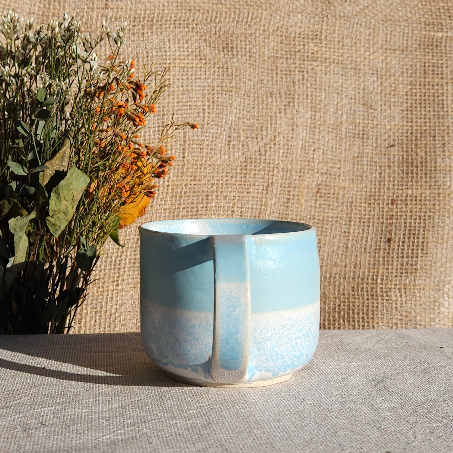 Mug Coloré en grès blanc Bleu Satiné