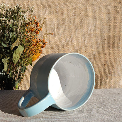 Mug Coloré en grès blanc Bleu Satiné