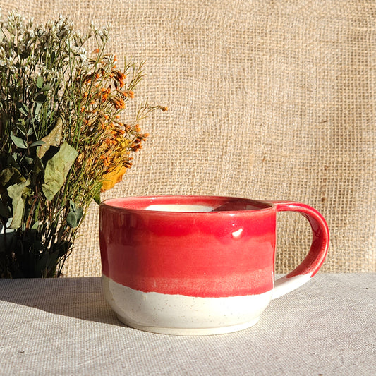 Mug Coloré en grès blanc Rouge Brillant