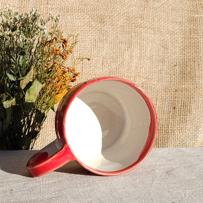 Mug Coloré en grès blanc Rouge Brillant
