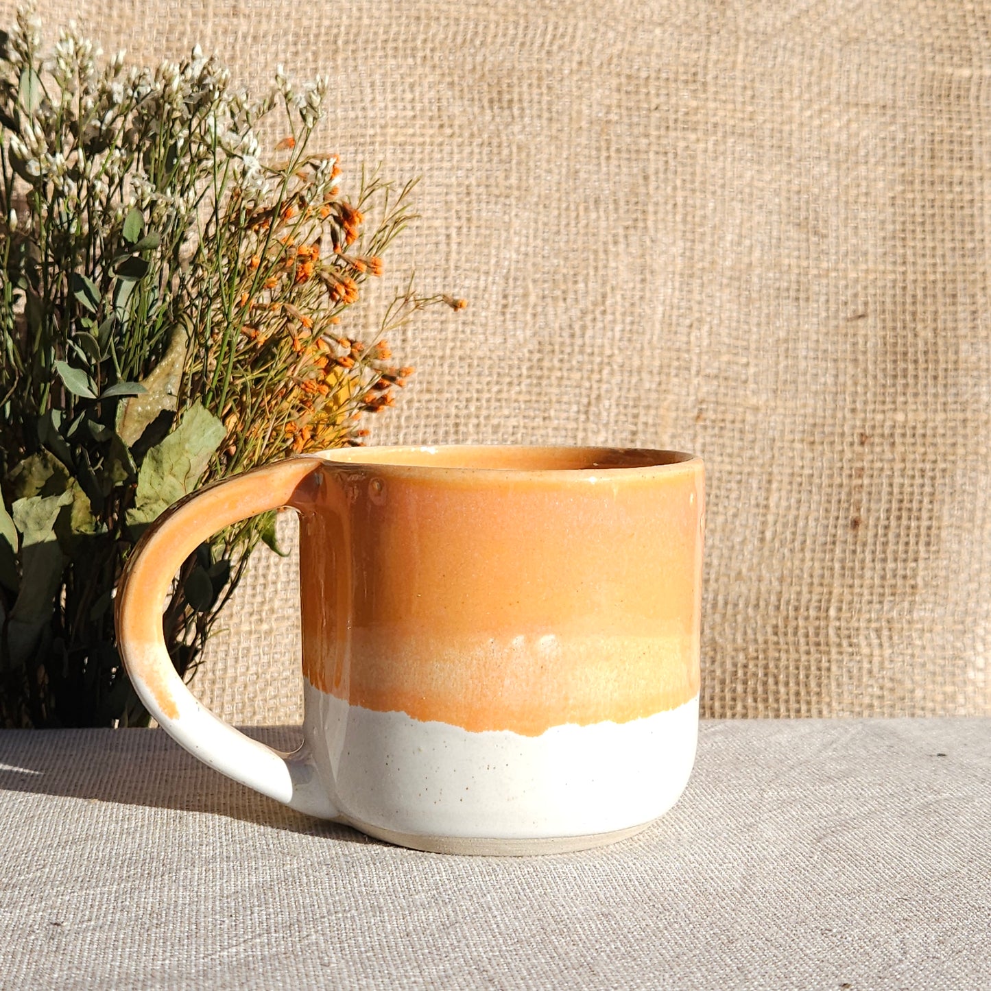 Mug Coloré en grès blanc Orange