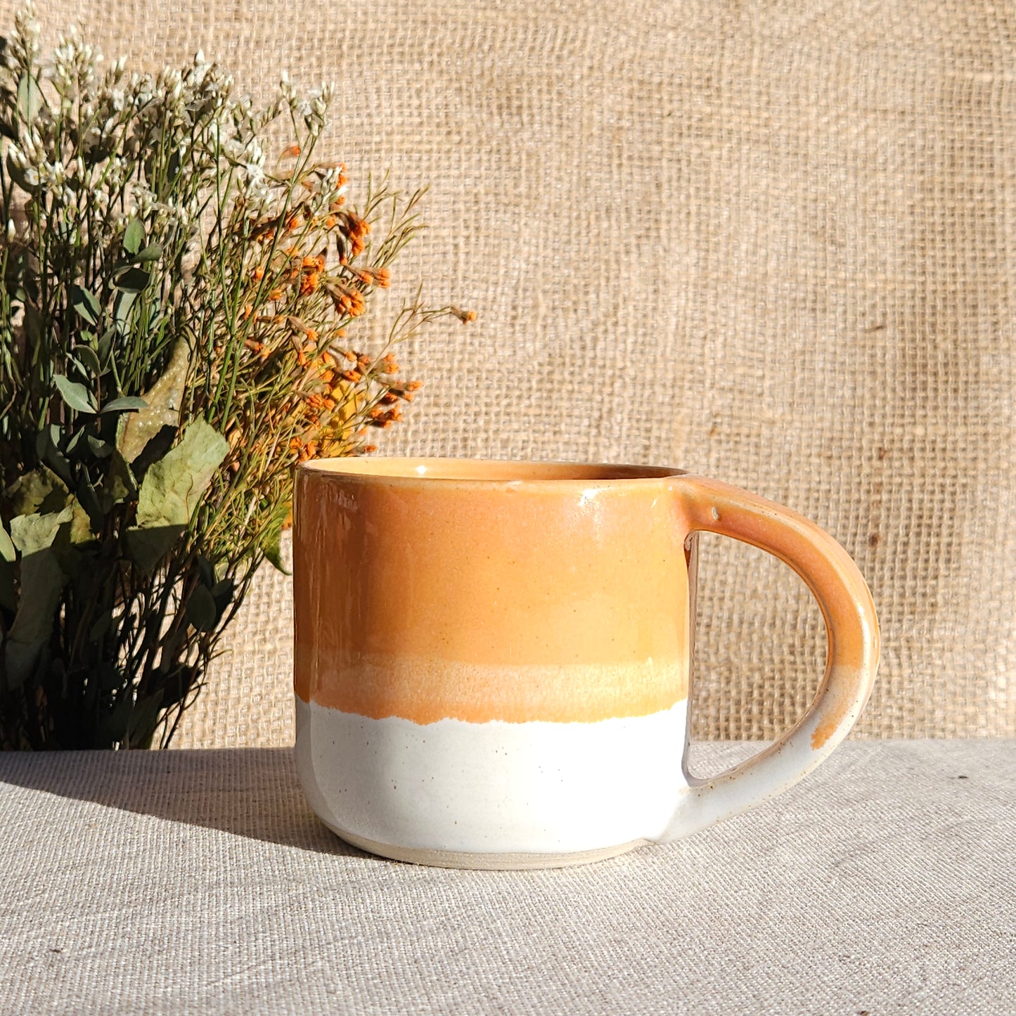 Mug Coloré en grès blanc Orange
