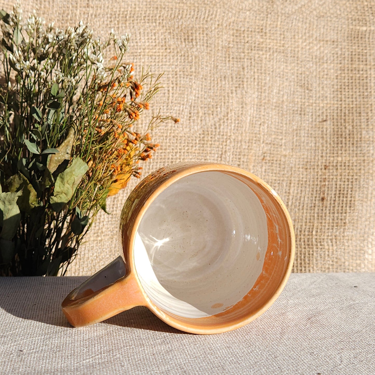 Mug Coloré en grès blanc Orange