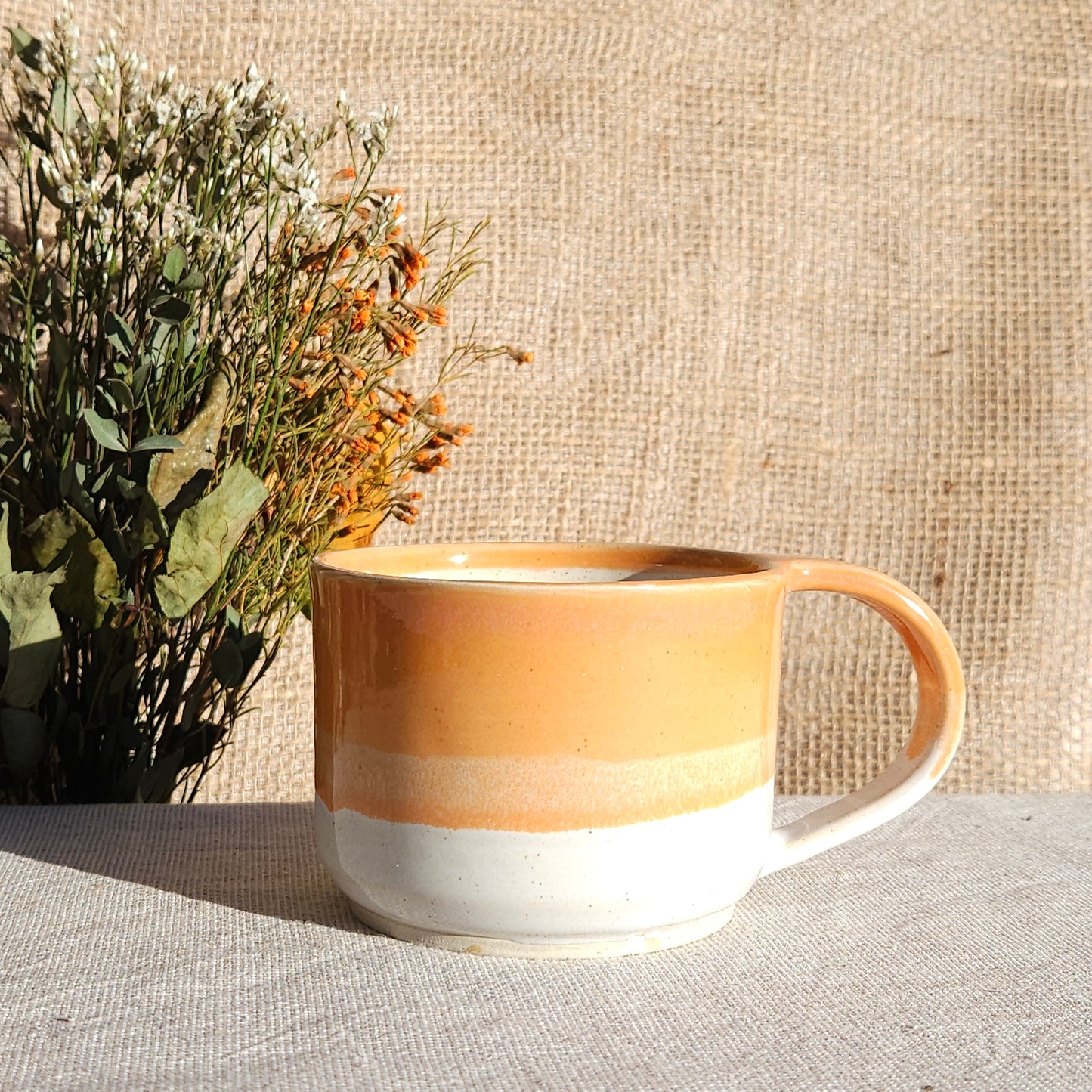 Mug Coloré en grès blanc Orange