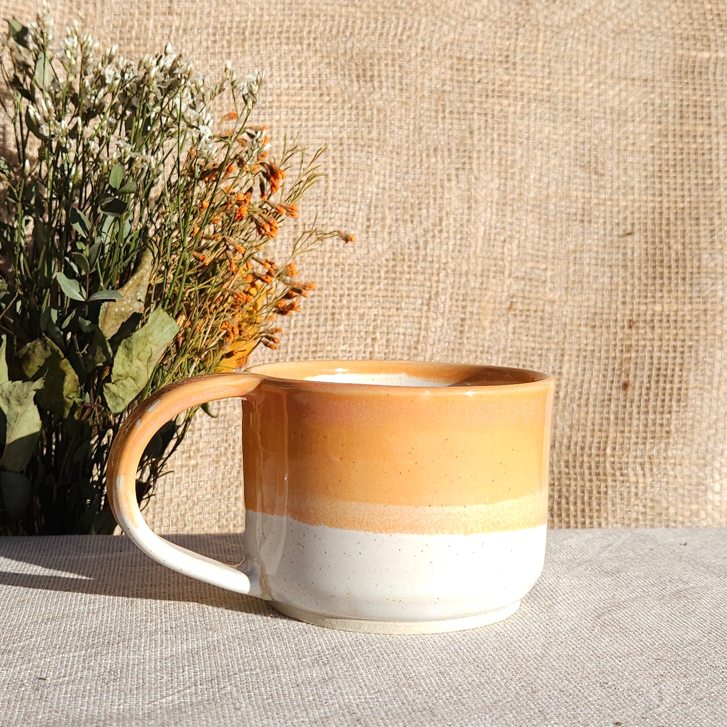 Mug Coloré en grès blanc Orange