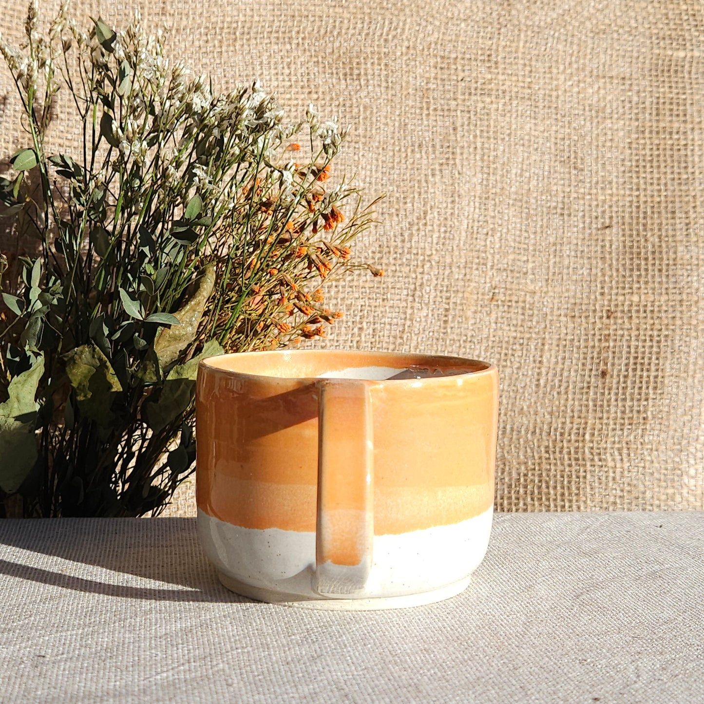 Mug Coloré en grès blanc Orange