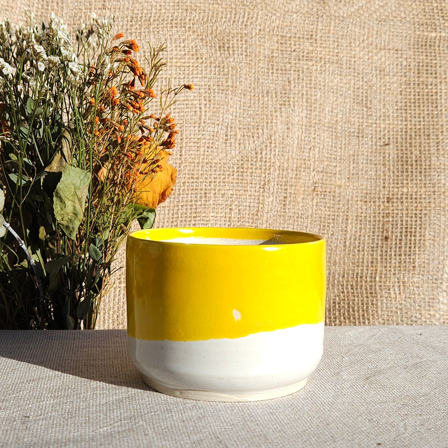 Mug Coloré en grès blanc Jaune