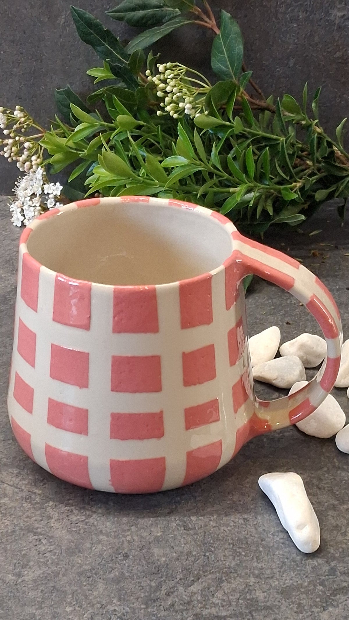 Mug XXL Quadrillé rose