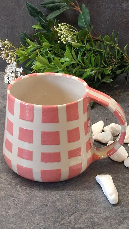 Mug XXL Quadrillé rose