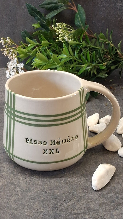 Mug XXL Pisse Mémère XXL Rayé vert torchon
