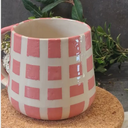 Mug XXL Quadrillé rose